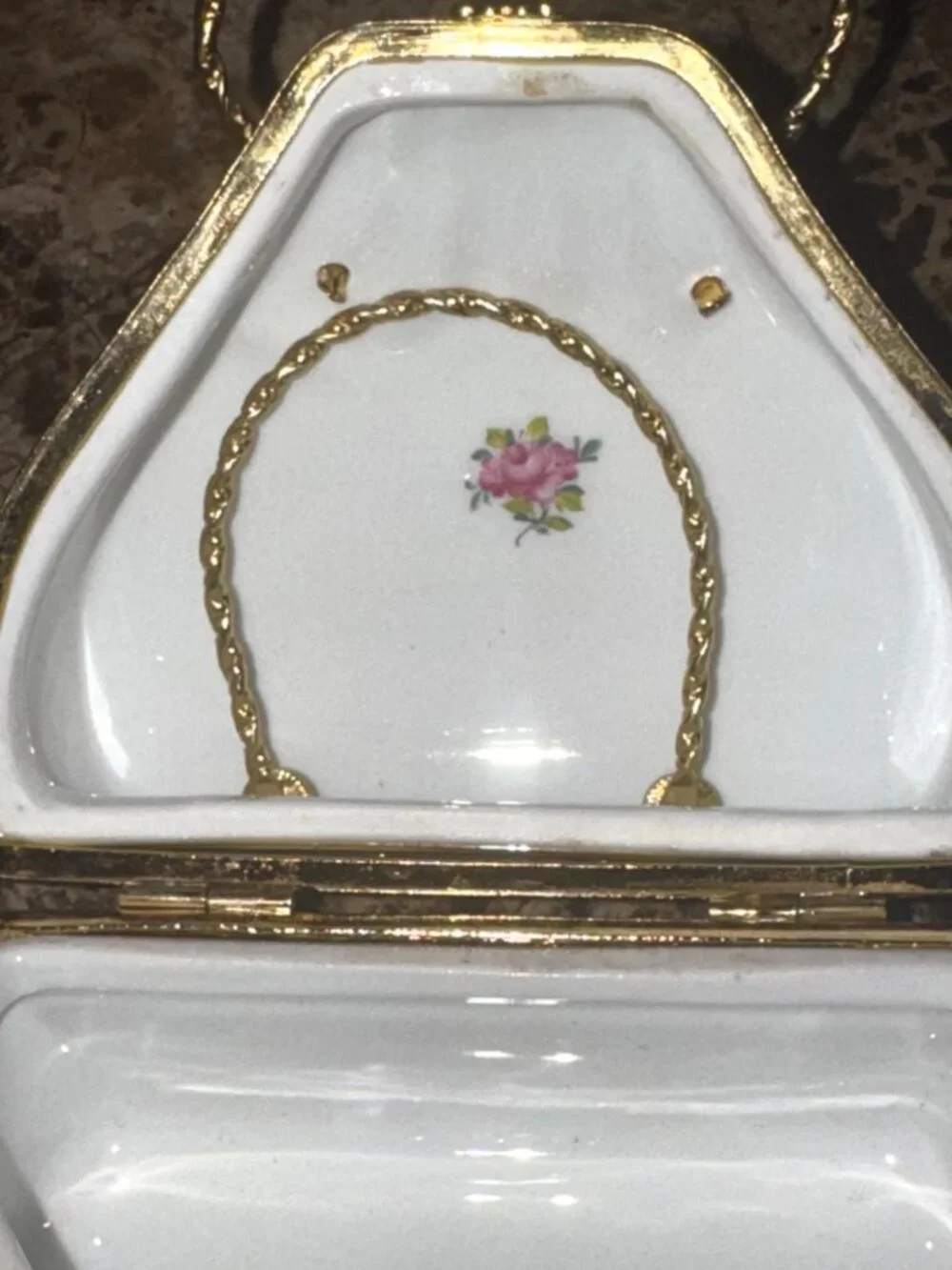 Vintage Limoges China Hand-Painted Porcelain Purse Trinket Box